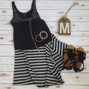 Xhilaration black & gray striped skirt with dramatic slit